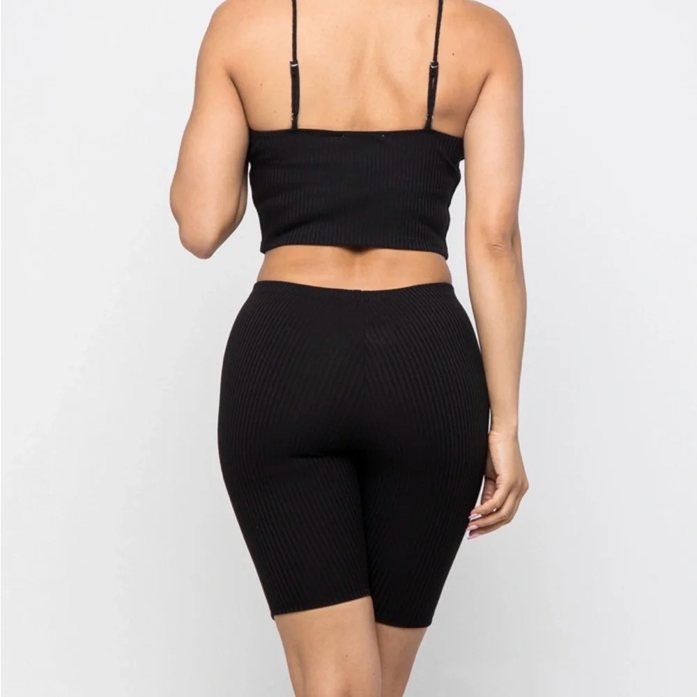 Black Ribbed Two-Piece Set - Picture 2 of 2
